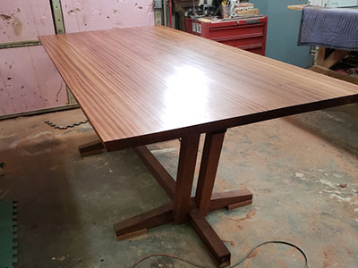 Custom Mahogany Dining Table & Bench Set